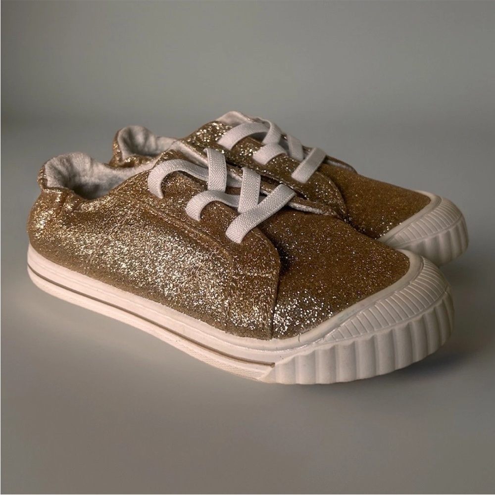 Wonder Nation Gold Glitter Sneakers Size 12M • Toddler Shoes • Clean & Cute